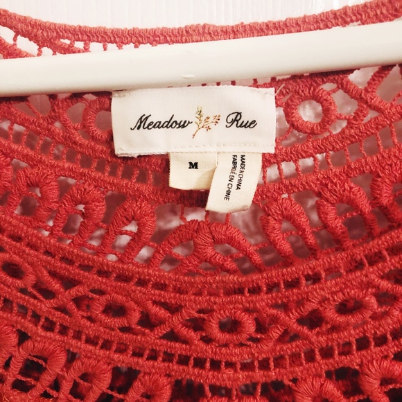 Anthropologie Meadow Rue Coral Crochet Medium Top - Picture 3 of 4